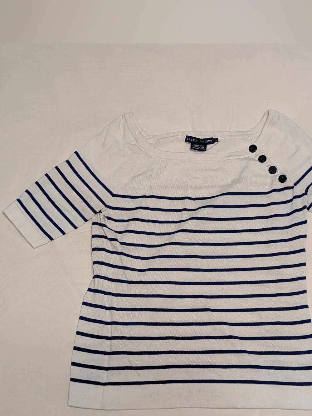 Ralph Lauren Striped Short-Sleeve Boatneck Top